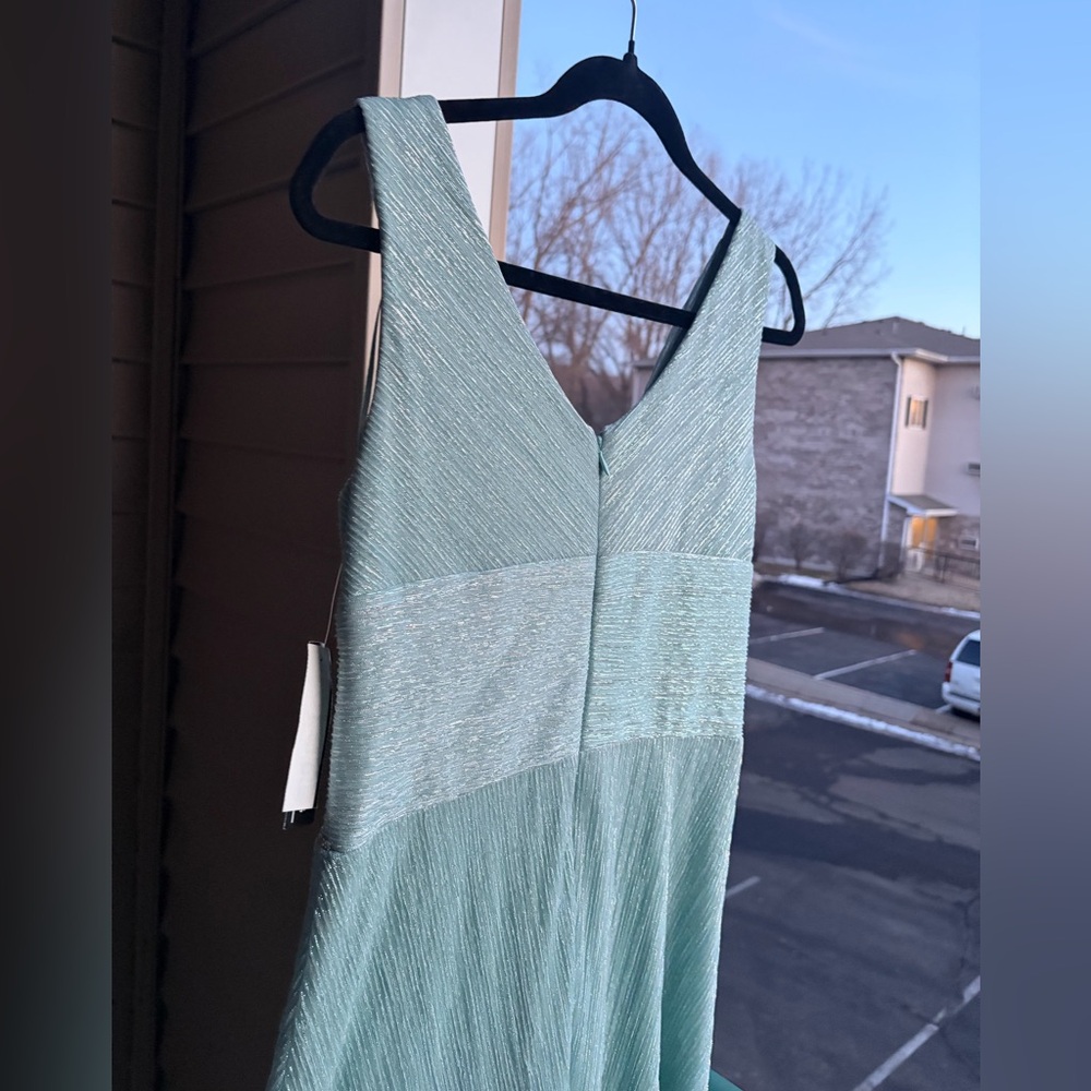 🆕 🩵R&M Richards Seafoam Shimmer Metallic Gown Size 6 Formal Dress Prom Wedding - Picture 10 of 15